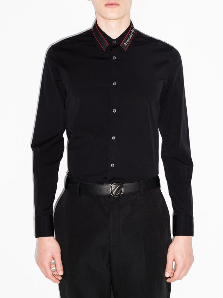 Black Logo Tape Collar Shirt