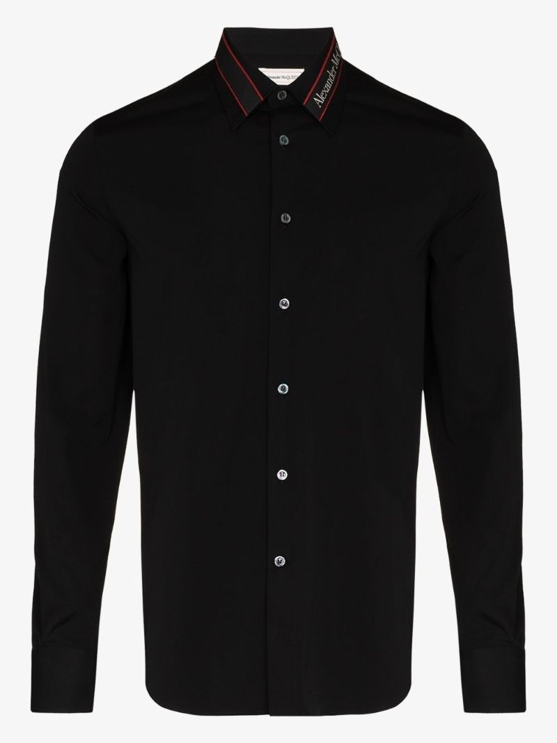 Black Logo Tape Collar Shirt