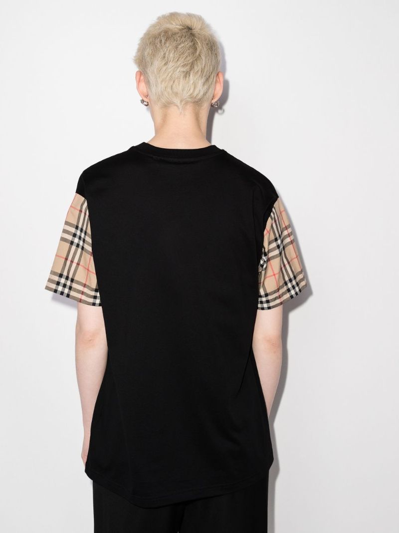 Black Vintage Check Sleeve T-shirt