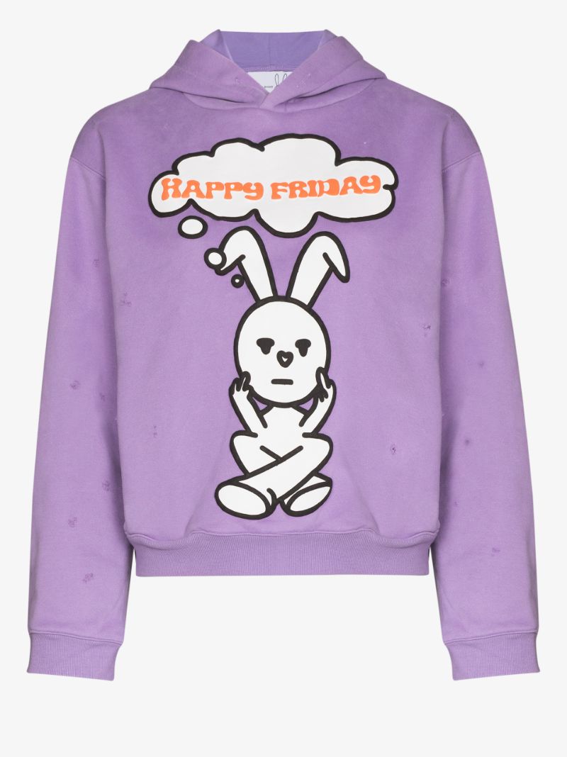 Friday Print Distressed Hoodie