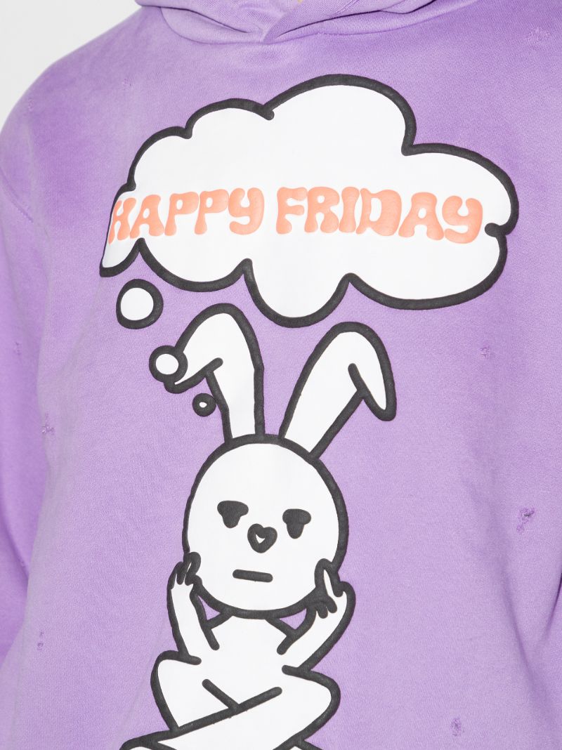 Friday Print Distressed Hoodie