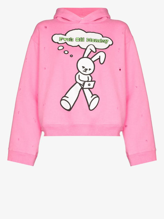 Monday Print Distressed Hoodie