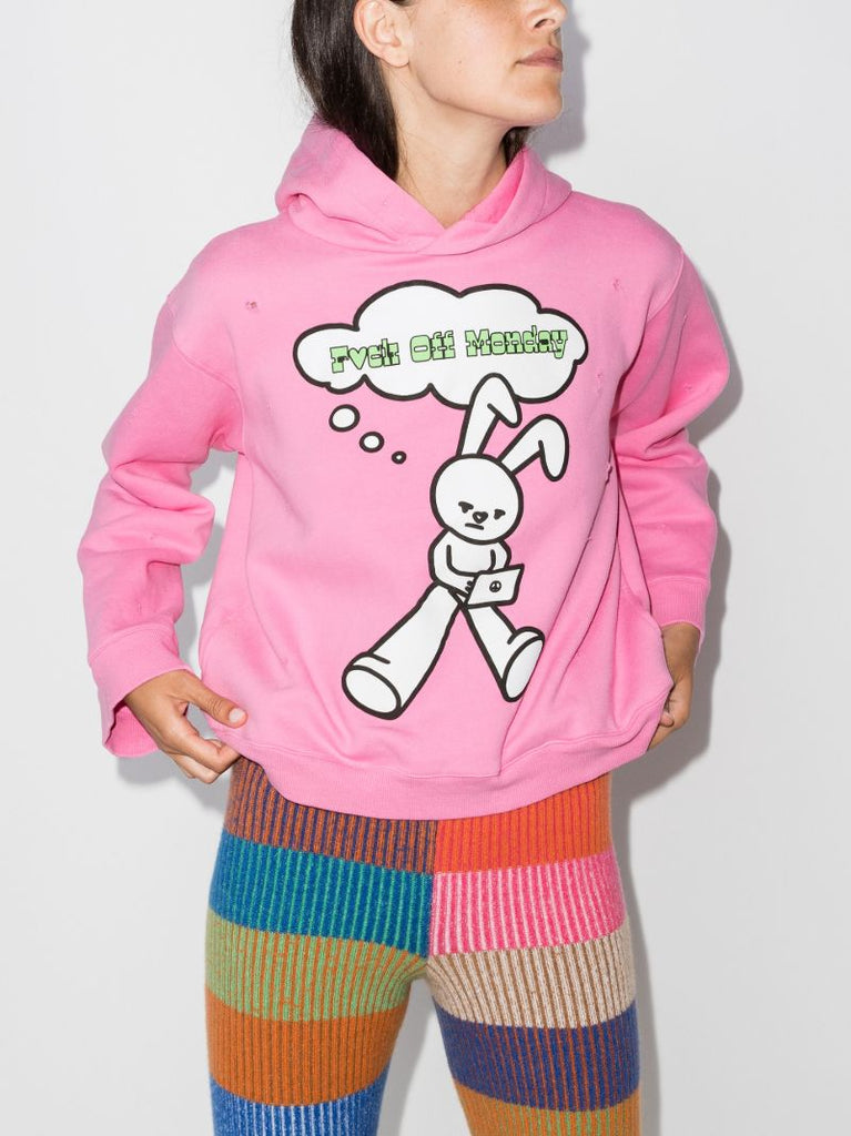 Monday Print Distressed Hoodie