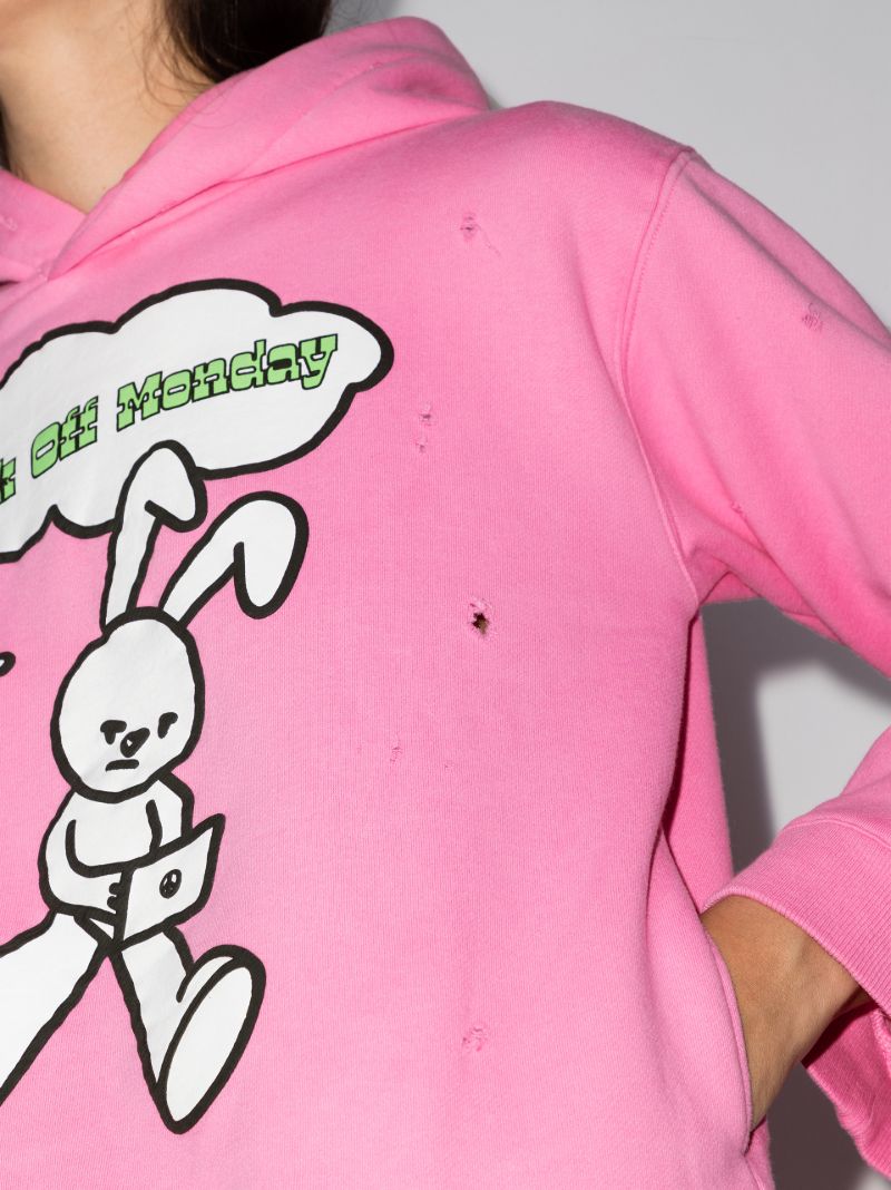 Monday Print Distressed Hoodie