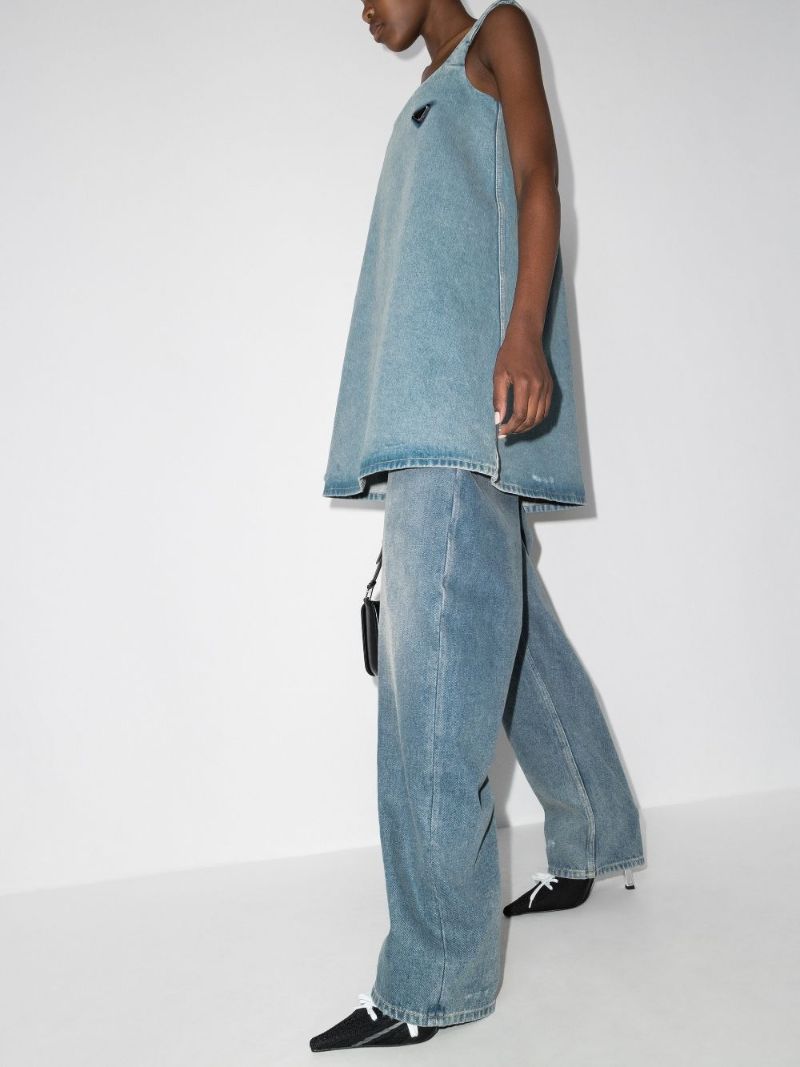 Logo Plaque Denim Mini Dress