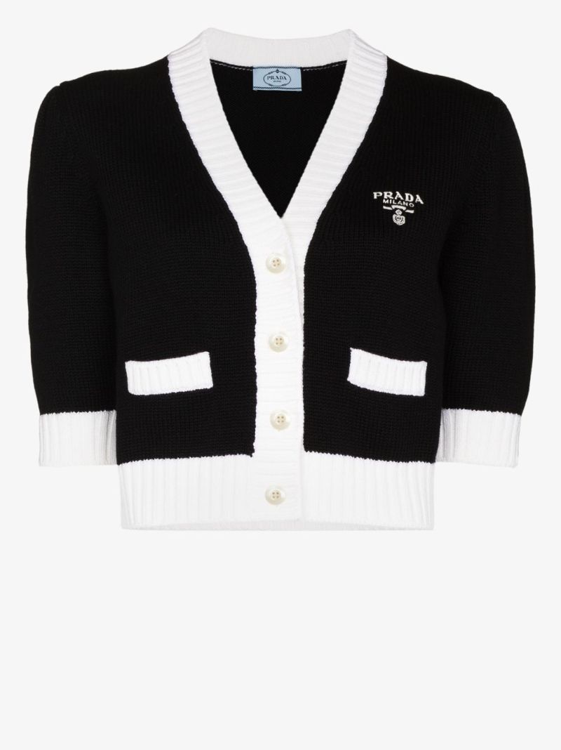 Two-tone Cropped Wool Cardigan