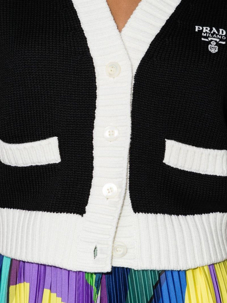 Two-tone Cropped Wool Cardigan