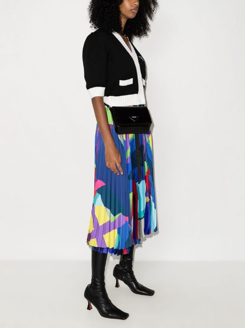 Two-tone Cropped Wool Cardigan