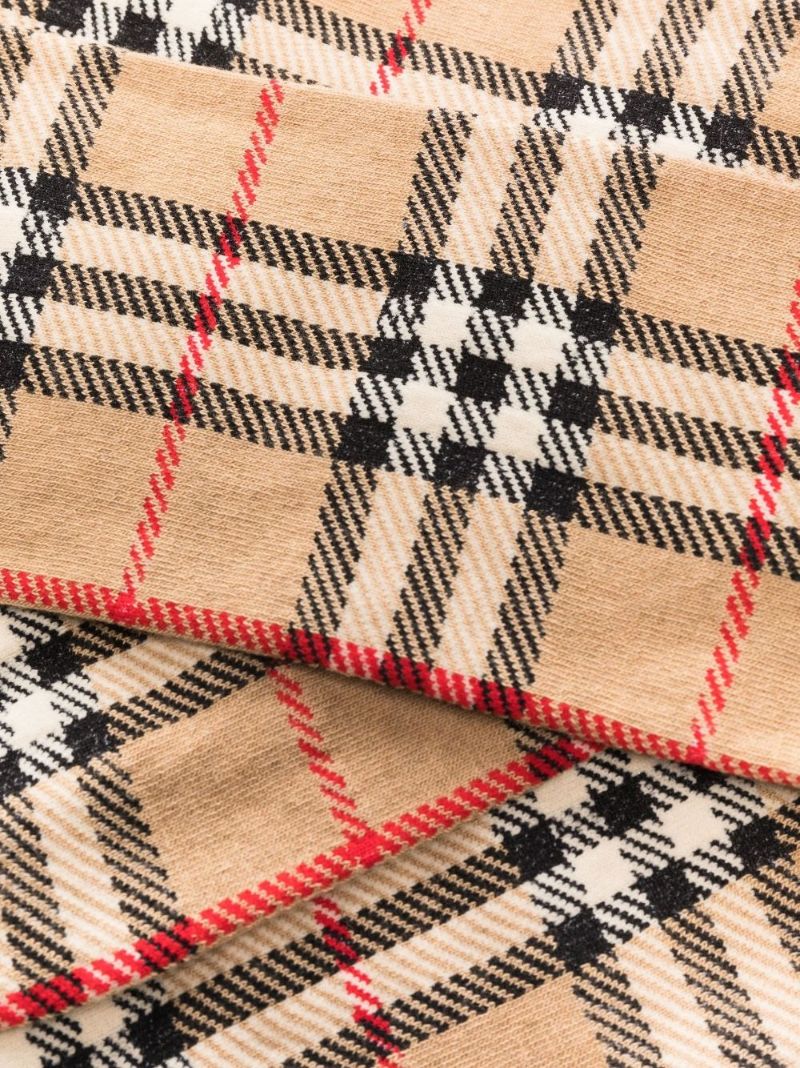 Neutral Vintage Check Cotton Socks