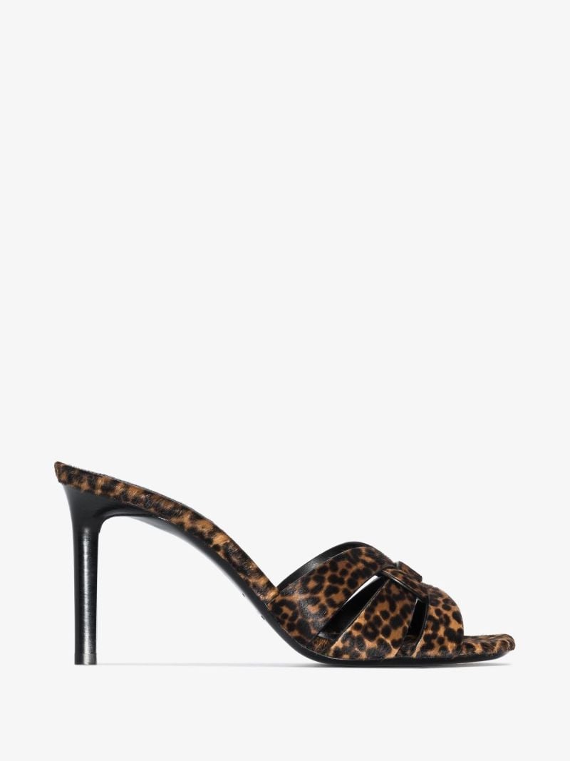 Brown Tribute 85 Leopard Print Leather Sandals