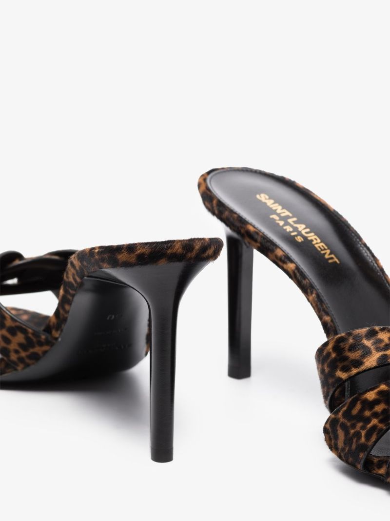 Brown Tribute 85 Leopard Print Leather Sandals