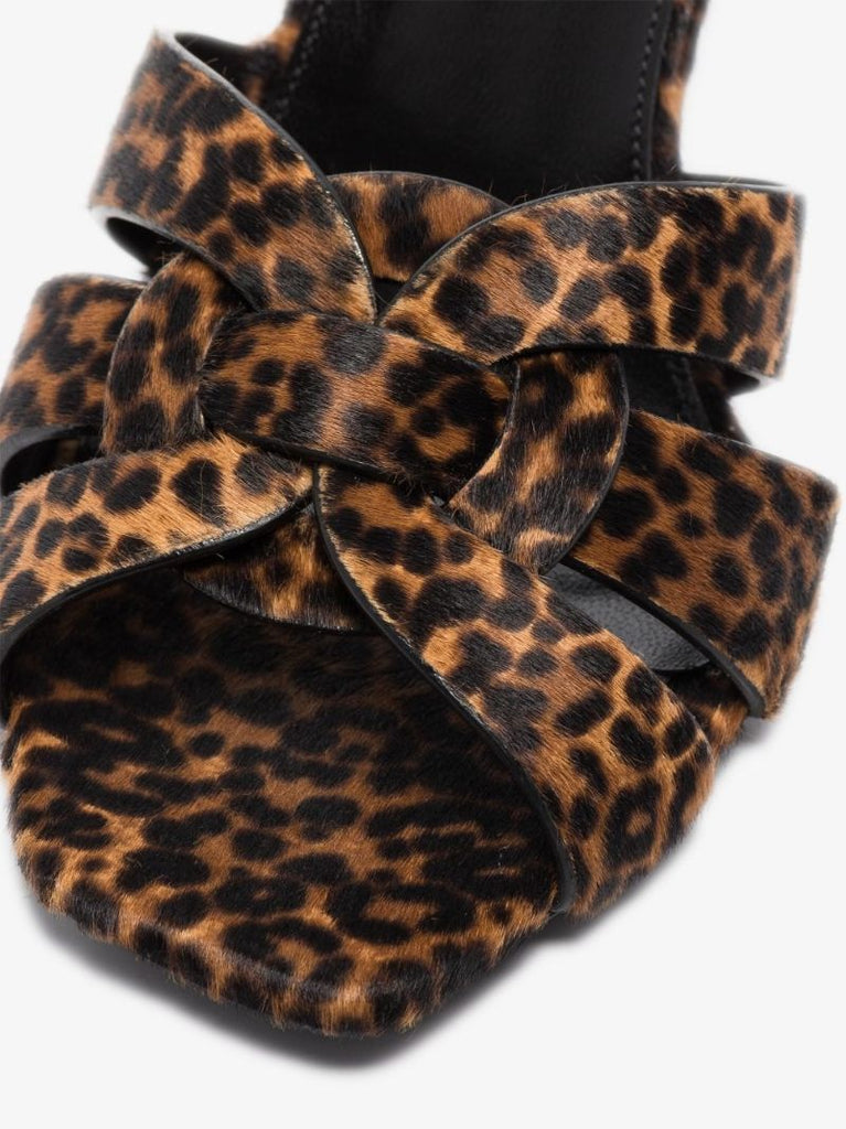 Brown Tribute 85 Leopard Print Leather Sandals
