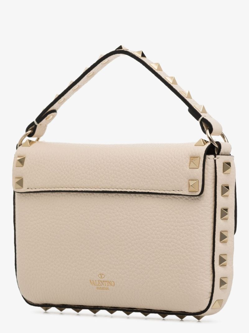 White Rockstud Mini Leather Shoulder Bag