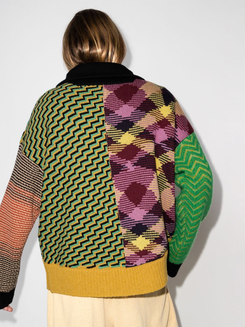 X Missoni Jacquard Patchwork Knitted Cardigan