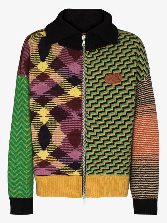X Missoni Jacquard Patchwork Knitted Cardigan