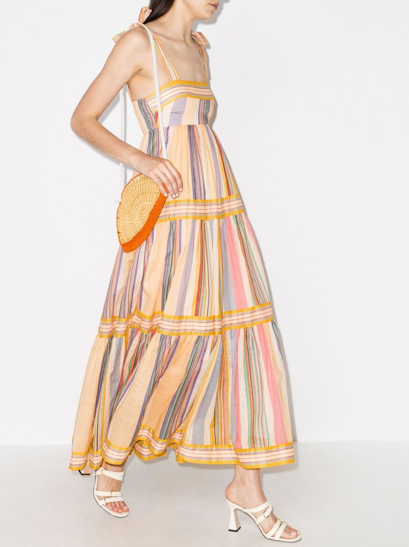 Stripe-print Tiered Maxi Dress