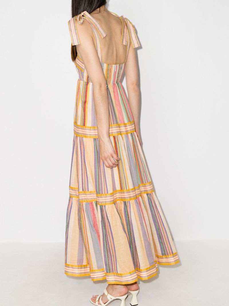 Stripe-print Tiered Maxi Dress
