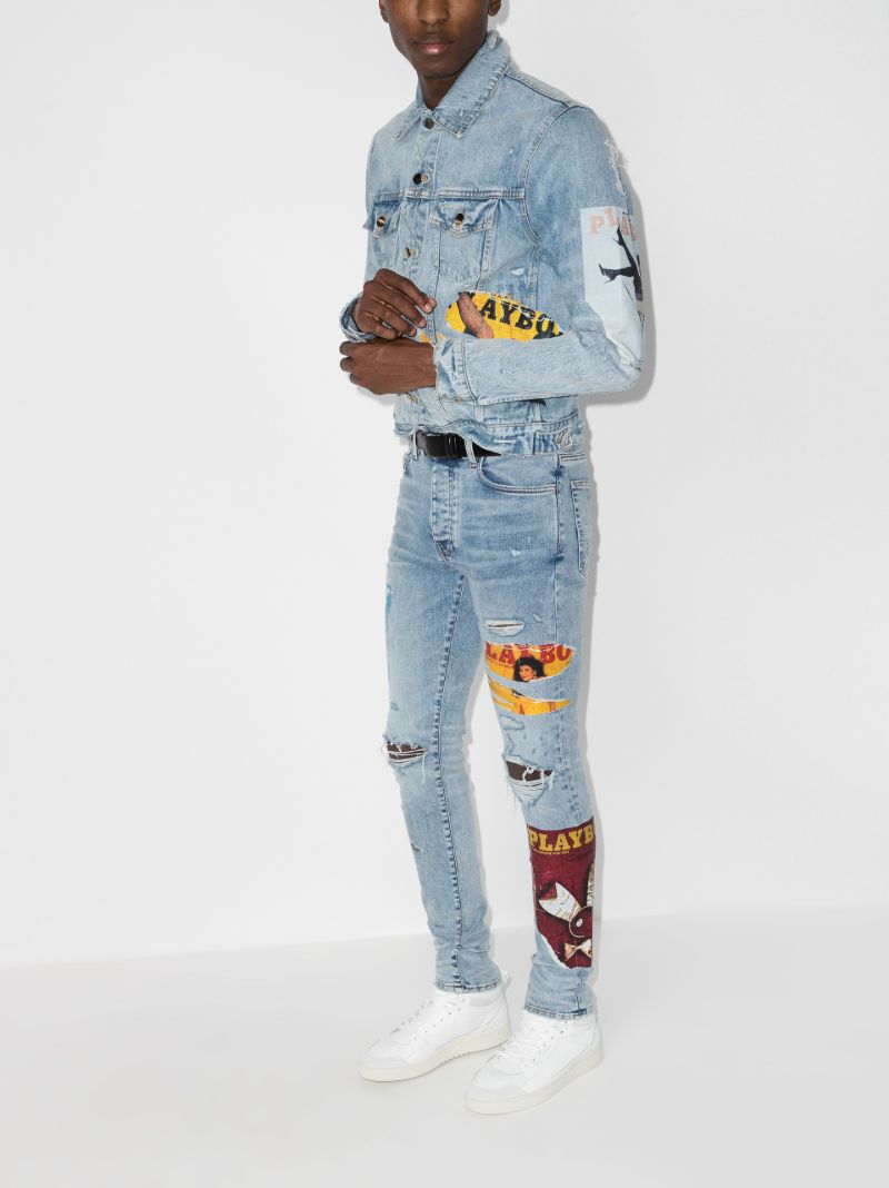 X Playboy Distressed Denim Jacket