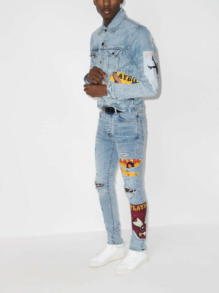 X Playboy Distressed Denim Jacket