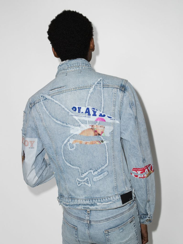X Playboy Distressed Denim Jacket