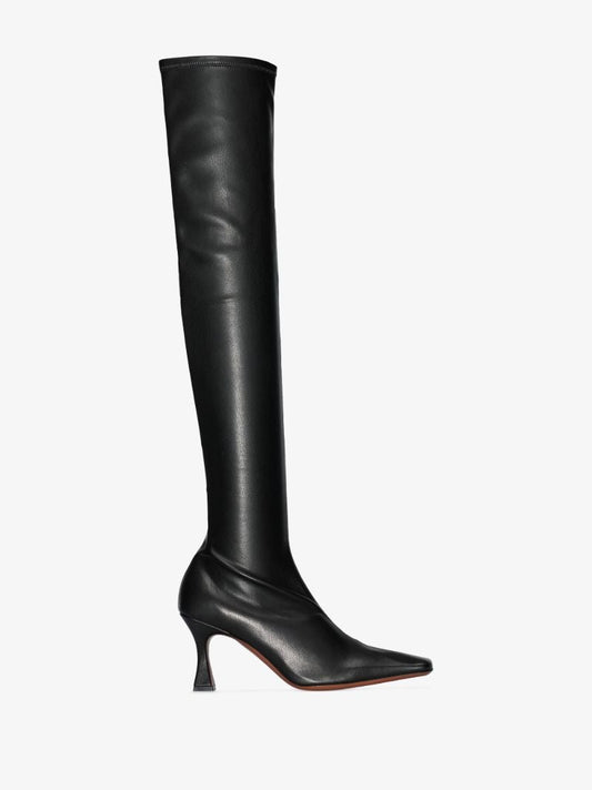 Black Knee-high Faux Leather Boots
