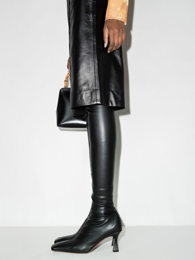Black Knee-high Faux Leather Boots