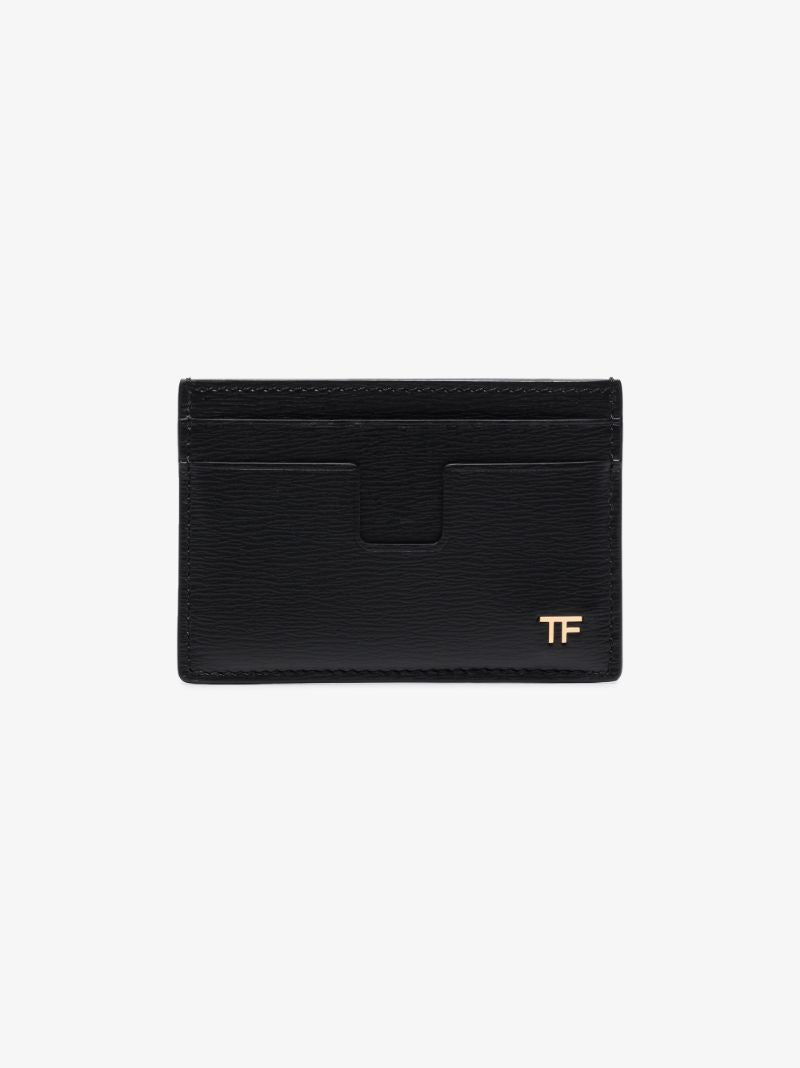 Black T-line Leather Card Holder