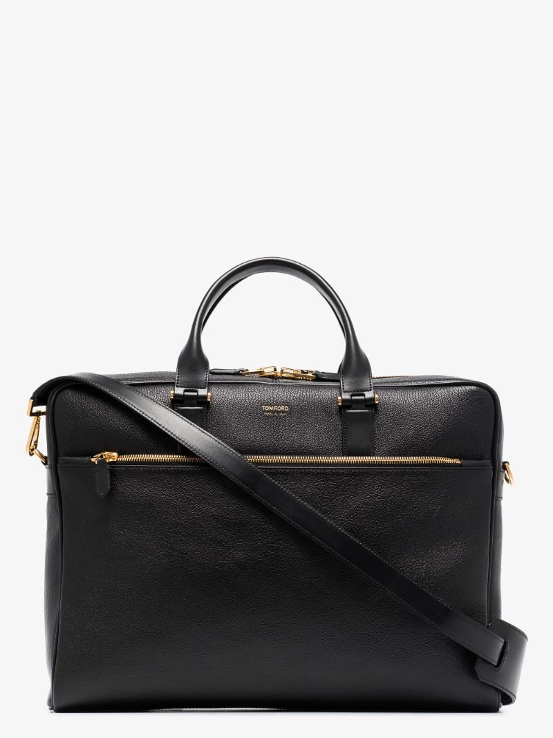 Black Slim Medium Leather Briefcase