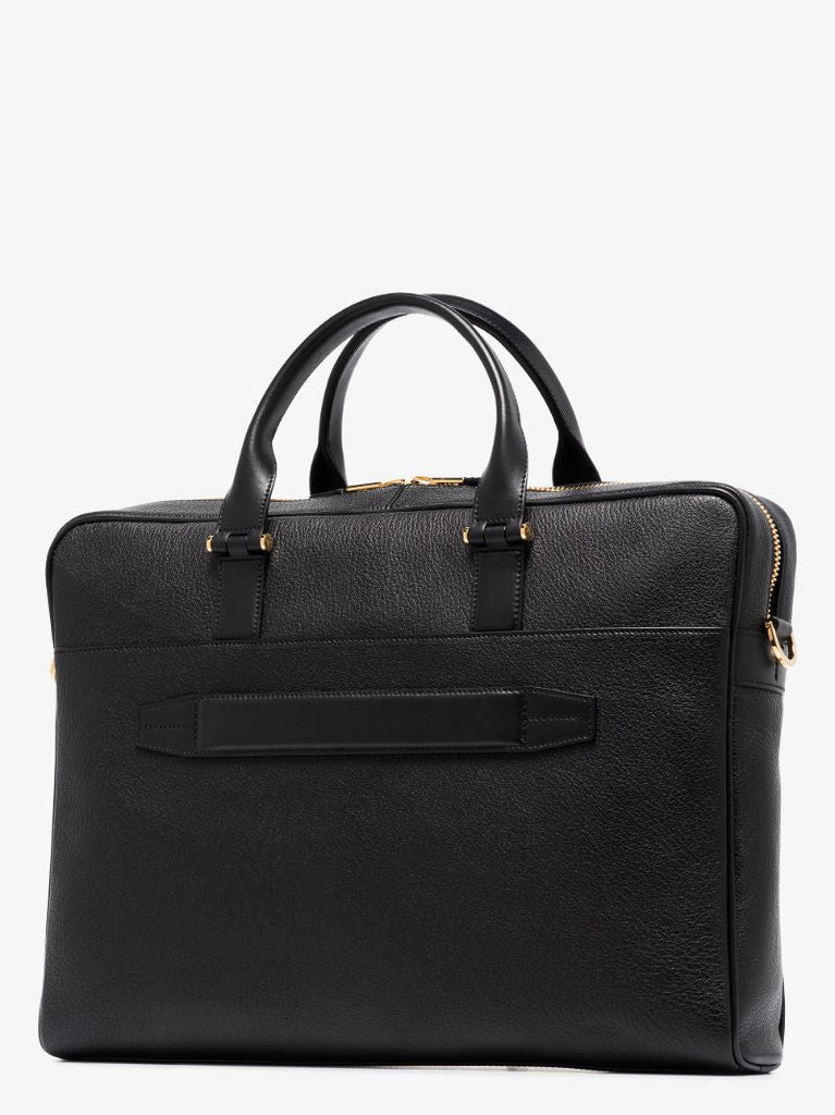 Black Slim Medium Leather Briefcase