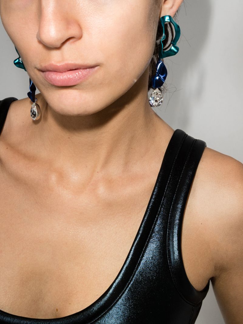 Blue Inside Out Crystal Drop Earrings