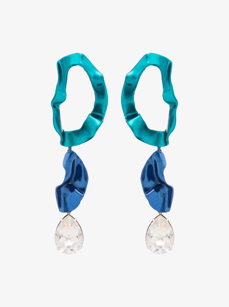 Blue Inside Out Crystal Drop Earrings