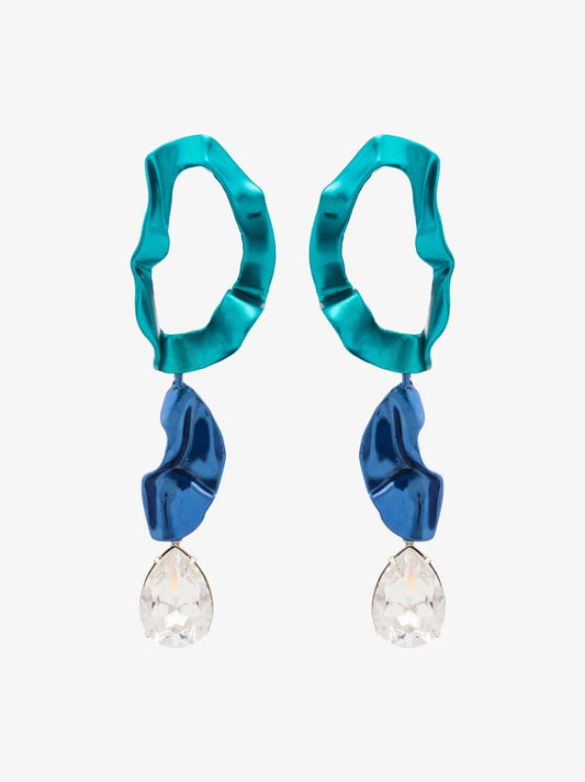 Blue Inside Out Crystal Drop Earrings