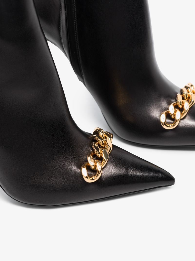 Black Iconic Chain 105 Leather Ankle Boots