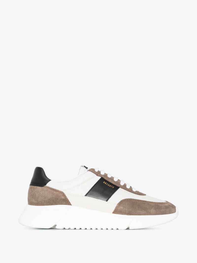 White and Brown Genesis Vintage Runner Leather Sneakers