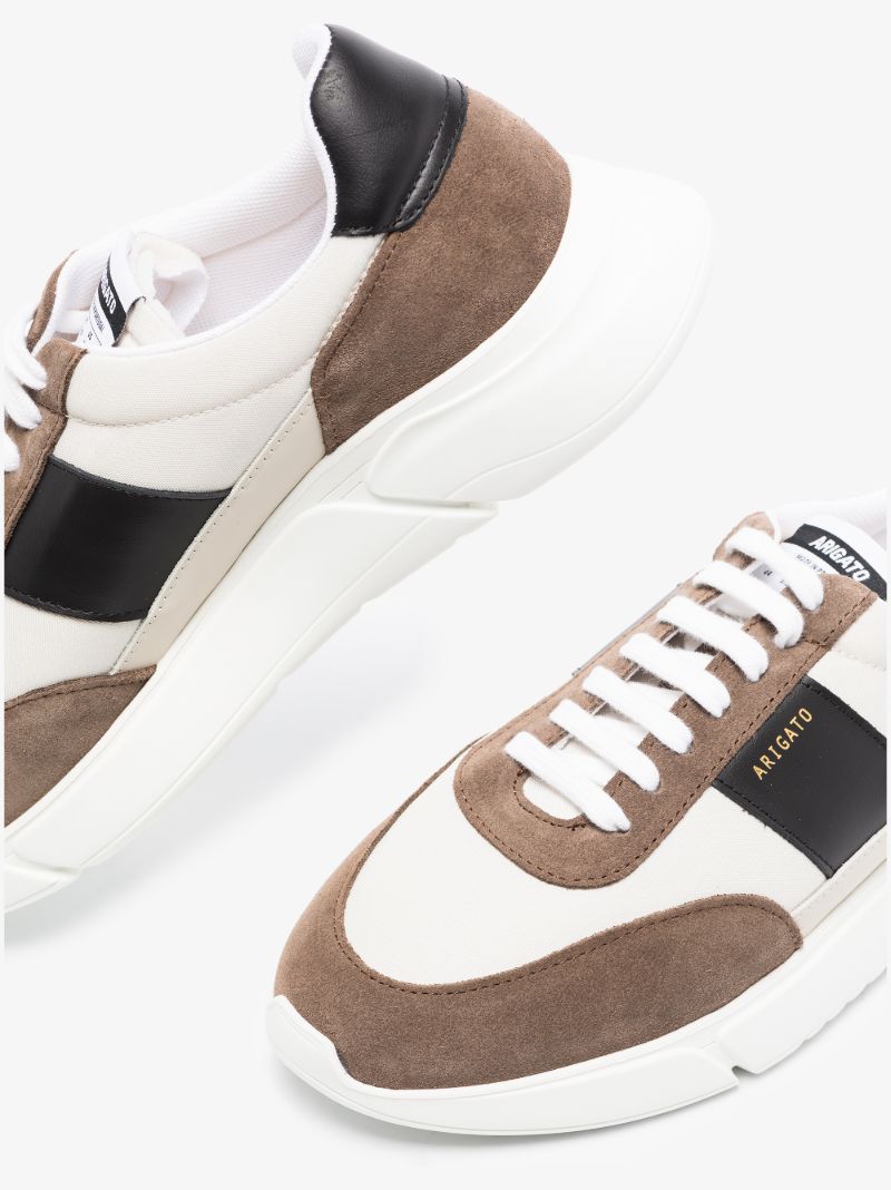 White and Brown Genesis Vintage Runner Leather Sneakers