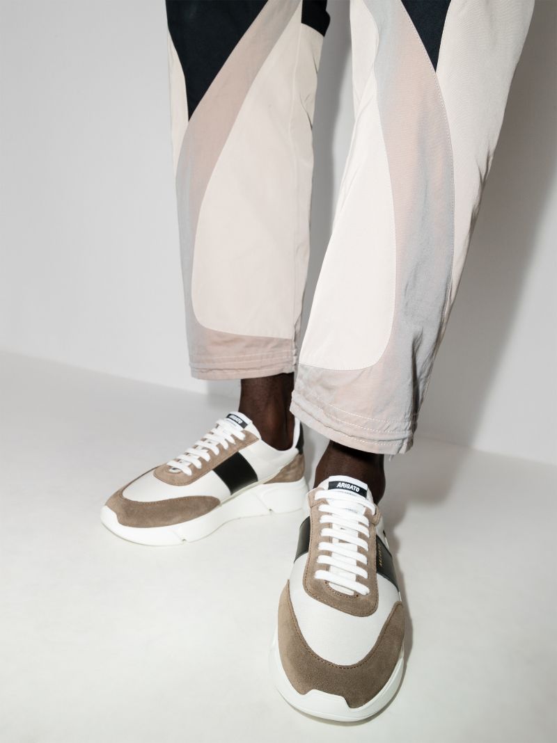 White and Brown Genesis Vintage Runner Leather Sneakers