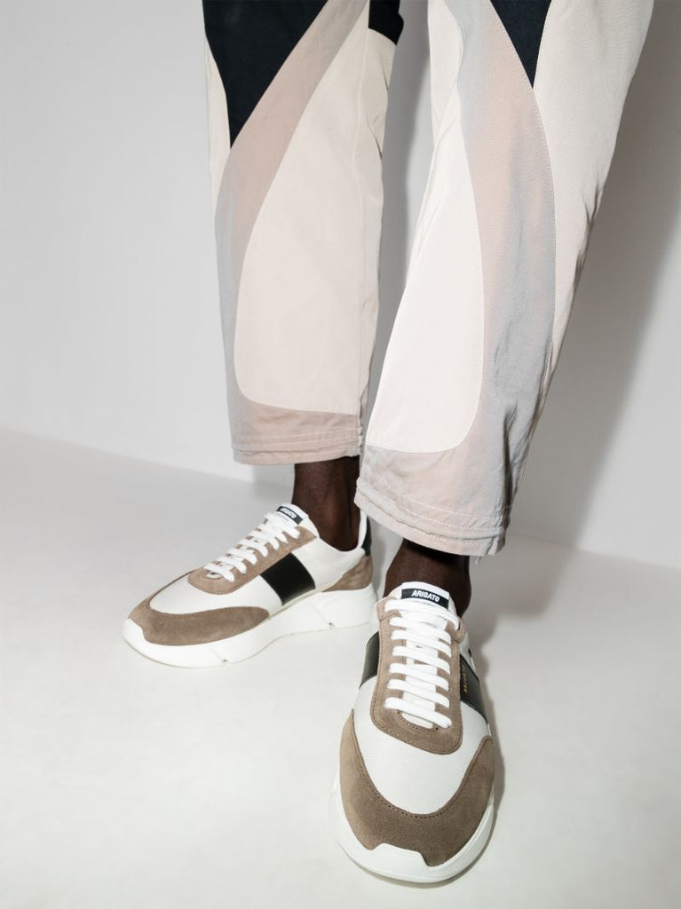 White and Brown Genesis Vintage Runner Leather Sneakers