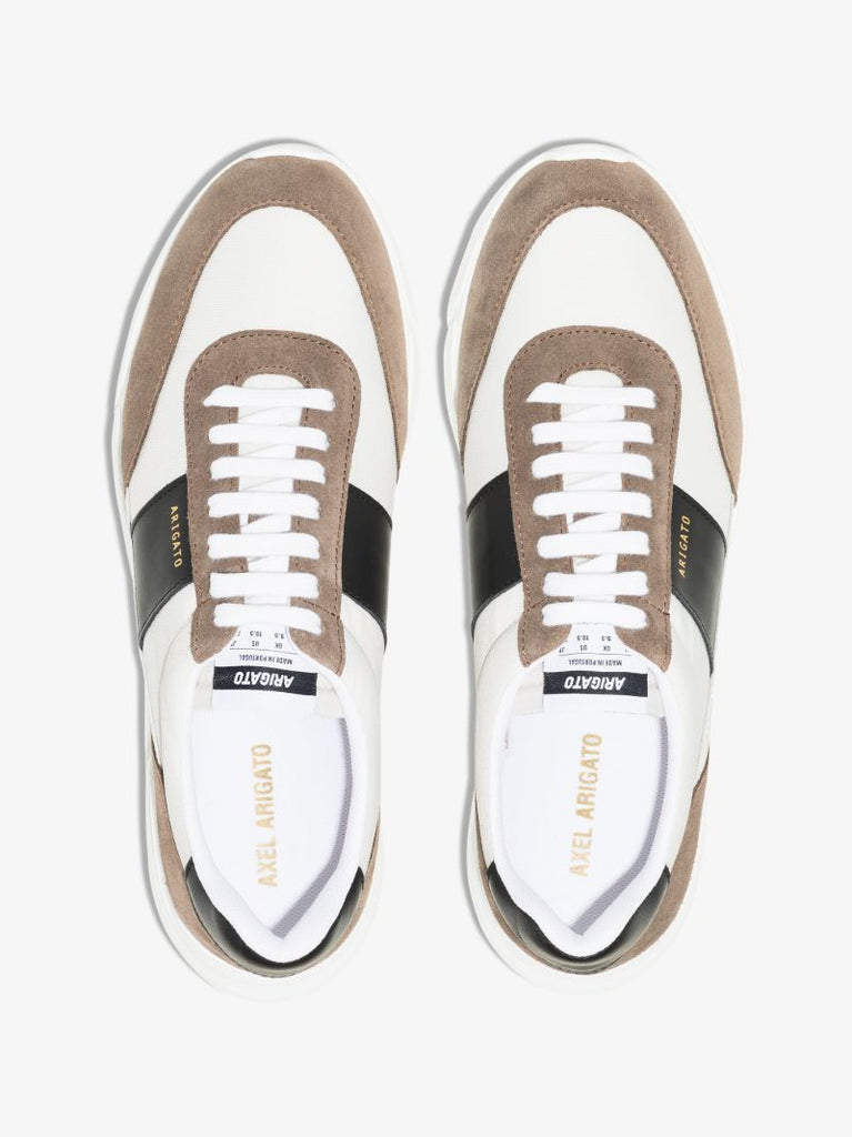 White and Brown Genesis Vintage Runner Leather Sneakers