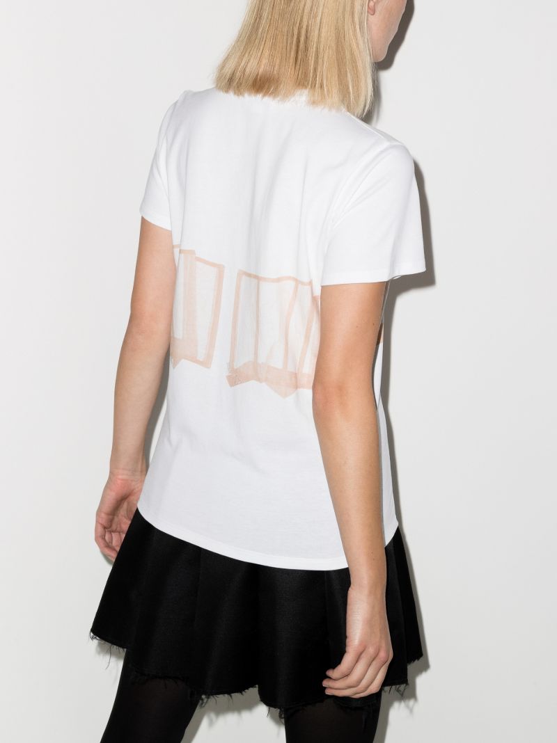 White Bustier Print Cotton T-shirt