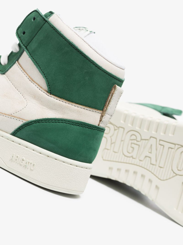 Green and White Dice Hi Leather Sneakers