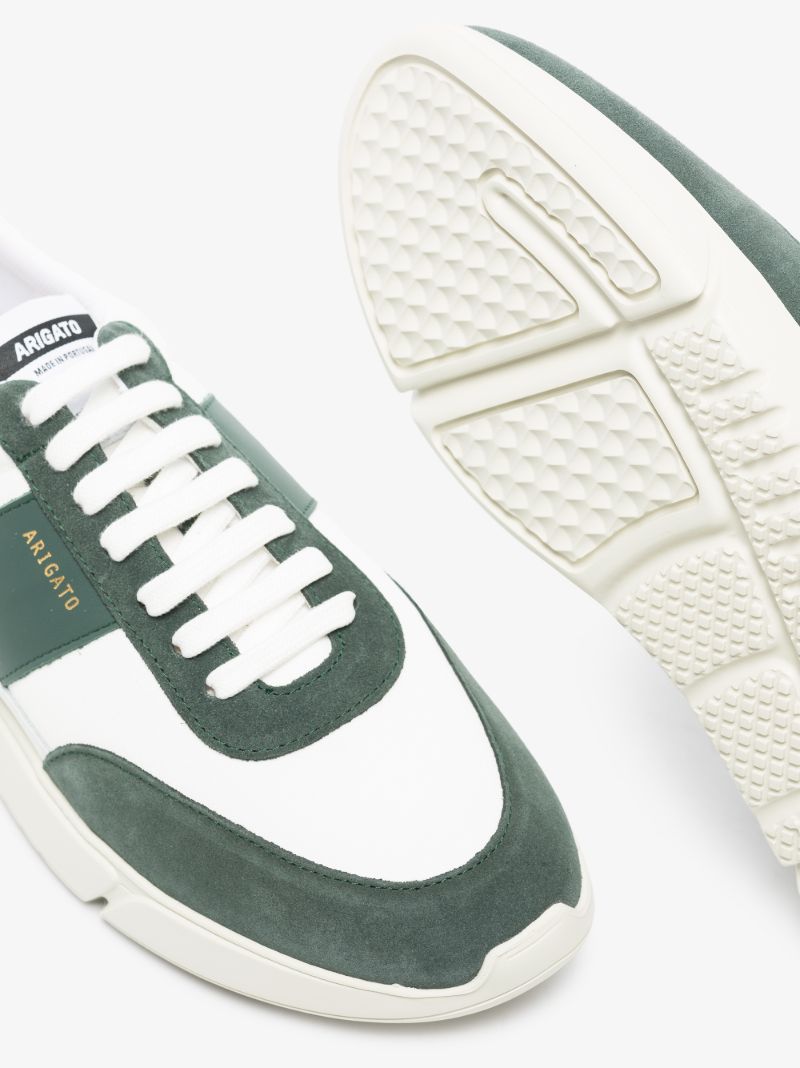 White and Green Genesis Vintage Runner Leather Sneakers