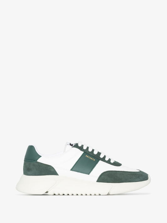 White and Green Genesis Vintage Runner Leather Sneakers