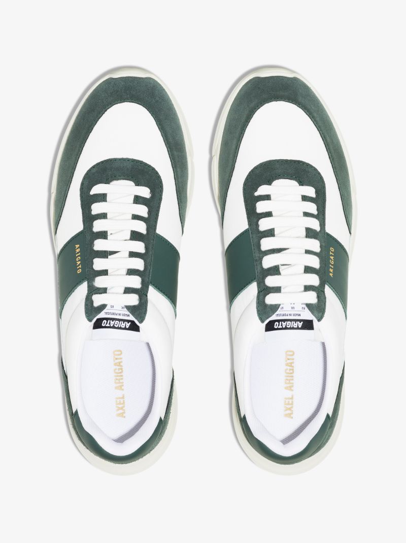 White and Green Genesis Vintage Runner Leather Sneakers