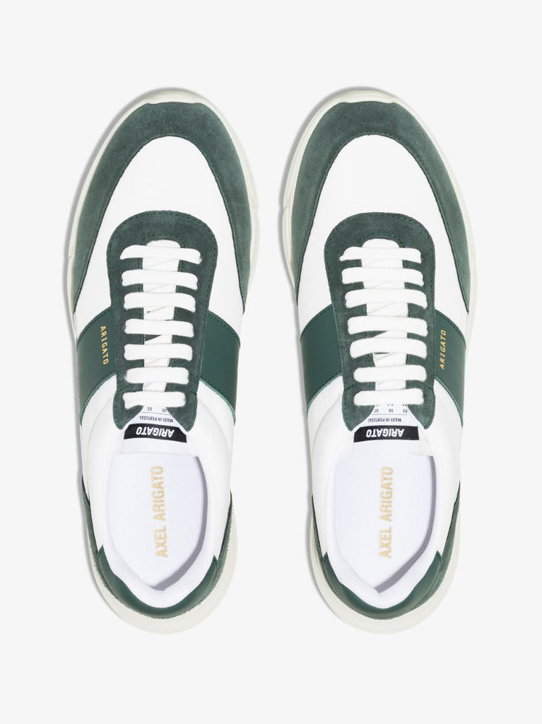 White and Green Genesis Vintage Runner Leather Sneakers