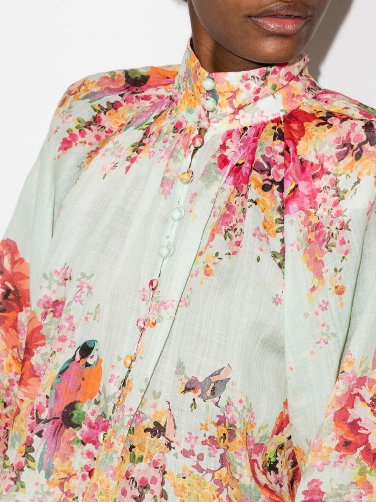 Mae Floral High Neck Blouse
