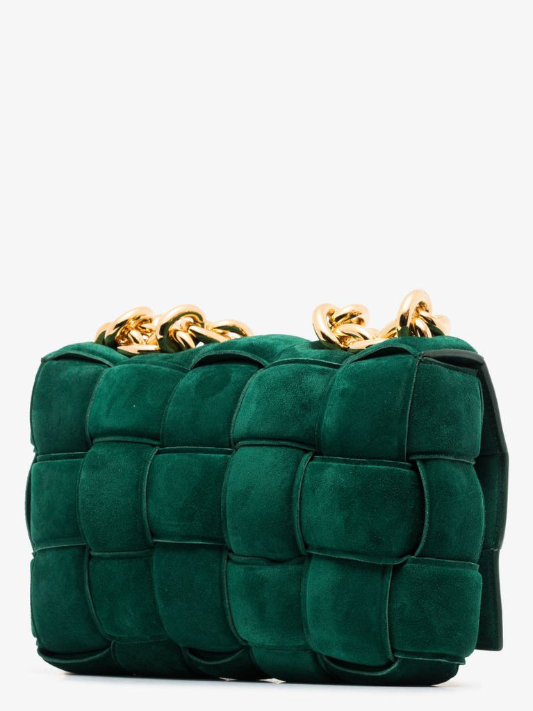 Green the Chain Cassette Suede Shoulder Bag