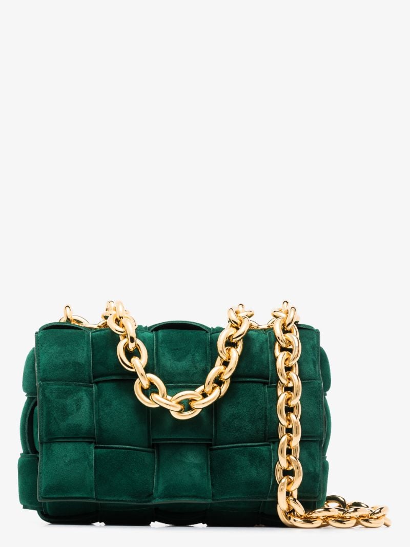 Green the Chain Cassette Suede Shoulder Bag
