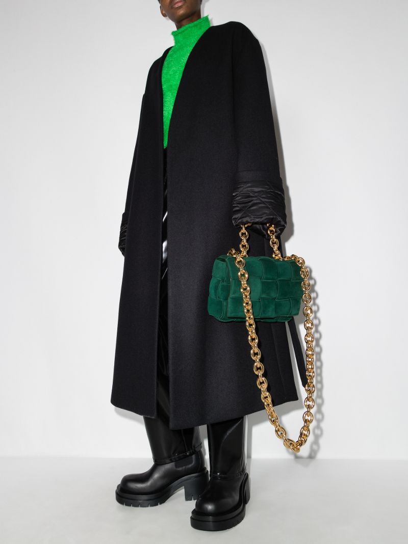 Green the Chain Cassette Suede Shoulder Bag
