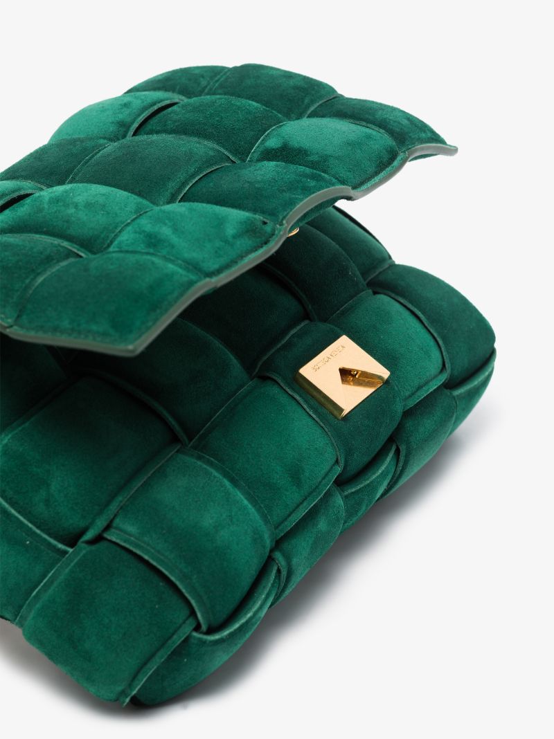 Green the Chain Cassette Suede Shoulder Bag