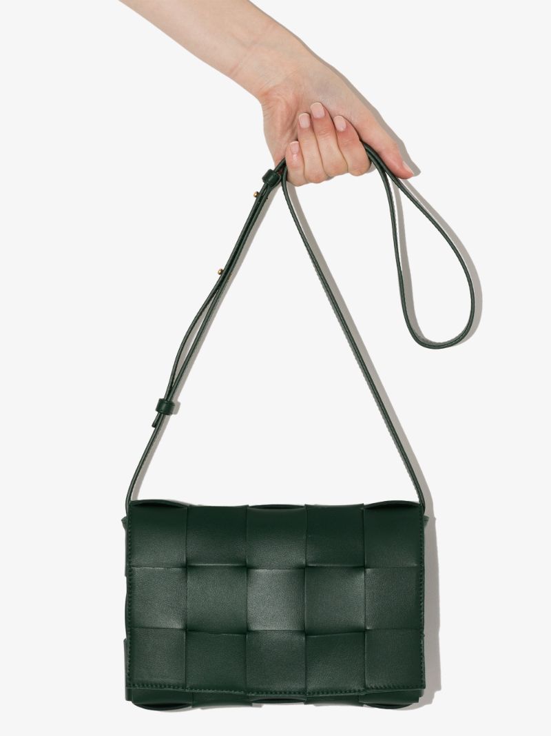 Green Cassette Leather Shoulder Bag